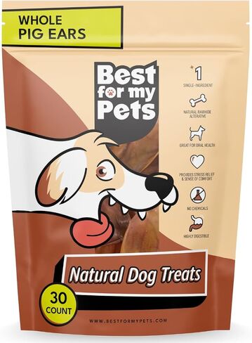 Pig Ears for Dogs (Whole, 18 Pack), Healthy, Highly Digestible All Natural Pigs Ears Long-Lasting Dog Chews, Pork Dog Chew Treat in Kuwait