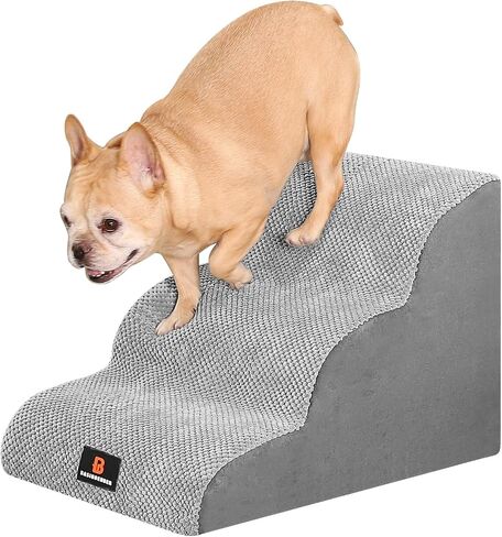 Dog Stairs for Small Dogs, Dog Steps for Bed, 4 Step Dog Stairs for Medium Dogs, Pet Stairs for High Beds and Couch, Pet Steps for Bed, Non-Slip Balanced Stable Bed Stairs for Dog, Grey in Saudi Arabia