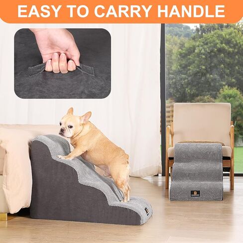 Dog Stairs for Small Dogs, Dog Steps for Bed, 4 Step Dog Stairs for Medium Dogs, Pet Stairs for High Beds and Couch, Pet Steps for Bed, Non-Slip Balanced Stable Bed Stairs for Dog, Grey in Saudi Arabia