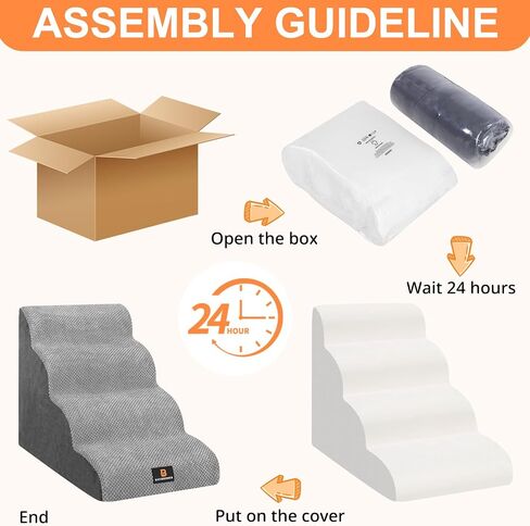Dog Stairs for Small Dogs, Dog Steps for Bed, 4 Step Dog Stairs for Medium Dogs, Pet Stairs for High Beds and Couch, Pet Steps for Bed, Non-Slip Balanced Stable Bed Stairs for Dog, Grey in Saudi Arabia