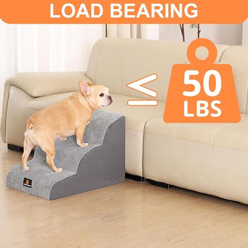 Dog Stairs for Small Dogs, Dog Steps for Bed, 4 Step Dog Stairs for Medium Dogs, Pet Stairs for High Beds and Couch, Pet Steps for Bed, Non-Slip Balanced Stable Bed Stairs for Dog, Grey in Saudi Arabia