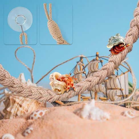 ألعاب تسلق السلطعون الناسك، سلم حبل السلطعون الناسك، ألعاب تسلق السلطعون الناسك، ملحقات حوض الزواحف، ديكور الموائل لضفادع شجرة السلطعون الناسك (كاكي صغير) in Kuwait