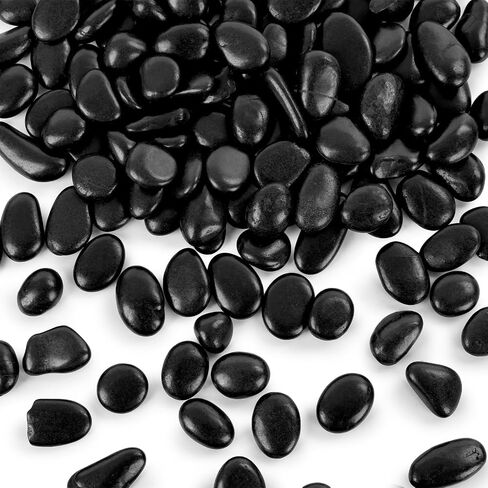 FUTUREPLUSX 2LB صخور النهر الأسود، الحصى للنباتات المزخرفة الصخور السوداء حوض السمك الصخور الطبيعية المصقولة للنباتات المنزلية مزهرية ديكور خزان الأسماك in Saudi Arabia