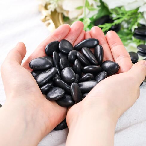 FUTUREPLUSX 2LB صخور النهر الأسود، الحصى للنباتات المزخرفة الصخور السوداء حوض السمك الصخور الطبيعية المصقولة للنباتات المنزلية مزهرية ديكور خزان الأسماك in Saudi Arabia
