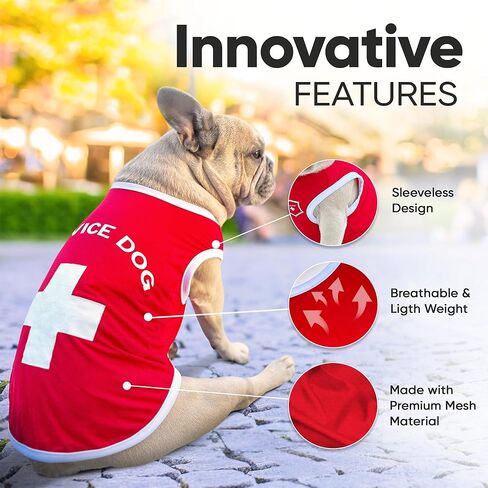 Service Dog Shirt - Breathable Cooling Fabric Tee for Dog & French Bulldogs - Comfortable and Lightweight Service Pet Apparel for Spring & Summer Seasons - Large Service Dog Design in Saudi Arabia