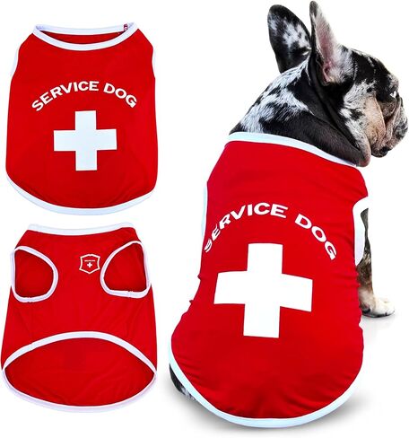 قميص خدمة للكلاب - تي شيرت مصنوع من قماش تبريد مسامي للكلاب والبلدوغ الفرنسية - ملابس مريحة وخفيفة الوزن للحيوانات الأليفة لفصول الربيع والصيف - تصميم كبير للكلاب الخدمة in Kuwait
