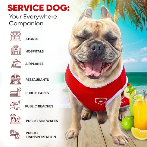 قميص خدمة للكلاب - تي شيرت مصنوع من قماش تبريد مسامي للكلاب والبلدوغ الفرنسية - ملابس مريحة وخفيفة الوزن للحيوانات الأليفة لفصول الربيع والصيف - تصميم كبير للكلاب الخدمة in Kuwait