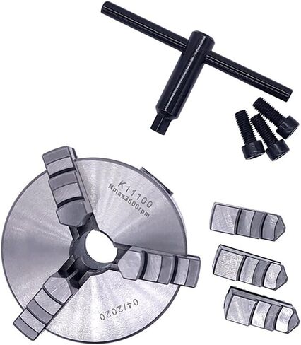 4-Inch 4-Jaw Self-Centering Chuck Set 1Set K11-100 3 Jaws Manual Lathe Chuck with Turning Machine Tools Accessories K11-100 3-Jaw Lathe Chuck Self-Centering Metal with 1-Inch x 8TPI Thread in Saudi Arabia