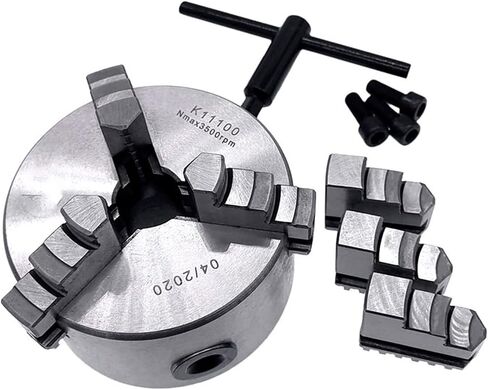 4-Inch 4-Jaw Self-Centering Chuck Set 1Set K11-100 3 Jaws Manual Lathe Chuck with Turning Machine Tools Accessories K11-100 3-Jaw Lathe Chuck Self-Centering Metal with 1-Inch x 8TPI Thread in Saudi Arabia