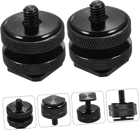 NUOBESTY 4 PCS Double Screw Tripod Adapter for Camera Hot Shoe Mount Flash Shoe Mount Accessory for LED Light Microphone Monitor DSLR Camcorder in Saudi Arabia