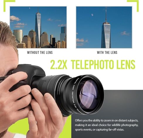 طقم ملحق محترف 52 مم لـ Nikon D7100 D7000 D5500 D5300 D5200 D5100 D3300 D3200 D3100 D3000 DSLR Cameras DSLR مع عدسات واسعة الزاوية والتعقب ، المرشحات ، 16 جيجا بايت و 8 جيجابايت SD in Kuwait