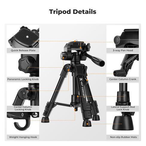 K&F Concept Mini Desk Tripod للكاميرا ، 25 "Tabods Movide Mobile Tripods من الألومنيوم مع التحكم عن بُعد ، ترايبود صغير محمول لـ DSLR Cameras Phone Projector Scope S233A0 in Kuwait