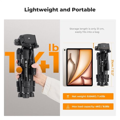 K&F Concept Mini Desk Tripod للكاميرا ، 25 "Tabods Movide Mobile Tripods من الألومنيوم مع التحكم عن بُعد ، ترايبود صغير محمول لـ DSLR Cameras Phone Projector Scope S233A0 in Kuwait
