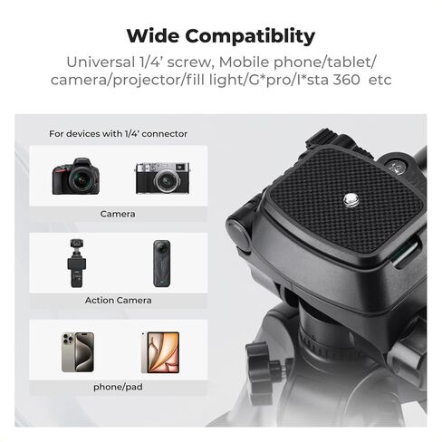 K&F Concept Mini Desk Tripod للكاميرا ، 25 "Tabods Movide Mobile Tripods من الألومنيوم مع التحكم عن بُعد ، ترايبود صغير محمول لـ DSLR Cameras Phone Projector Scope S233A0 in Kuwait