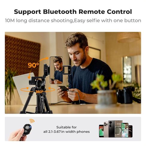 K&F Concept Mini Desk Tripod للكاميرا ، 25 "Tabods Movide Mobile Tripods من الألومنيوم مع التحكم عن بُعد ، ترايبود صغير محمول لـ DSLR Cameras Phone Projector Scope S233A0 in Kuwait