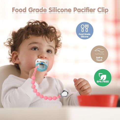 مقاطع مصاصة للطفل Baby- Loviomad Silicone Paci Clip Binky Holder ، Baby Newborn Essentials Gift Downeries Mift (4 pack) in Saudi Arabia