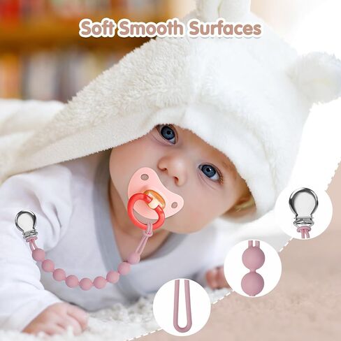 مقاطع مصاصة للطفل Baby- Loviomad Silicone Paci Clip Binky Holder ، Baby Newborn Essentials Gift Downeries Mift (4 pack) in Saudi Arabia