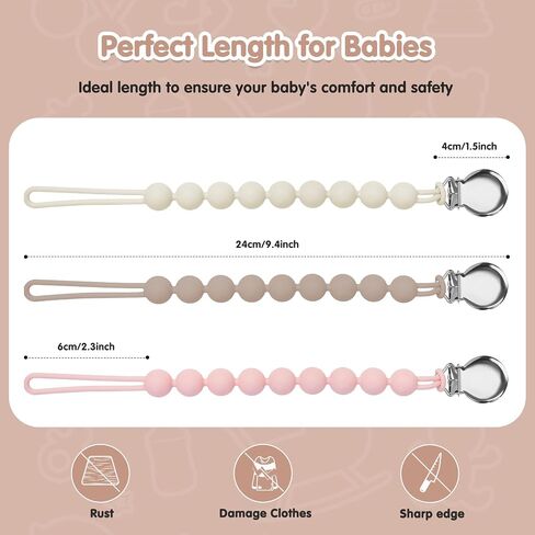 مقاطع مصاصة للطفل Baby- Loviomad Silicone Paci Clip Binky Holder ، Baby Newborn Essentials Gift Downeries Mift (4 pack) in Saudi Arabia