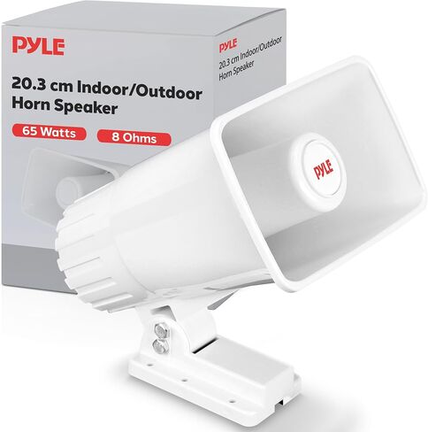 Pyle 8'' Indoor and Outdoor 65 Watts Heavy Duty Portable PA Horn Speaker, 8 Ohms Impedance, with Adjustable Bracket, White (4 Pack) in Saudi Arabia