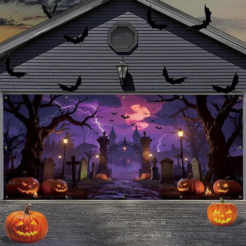 7 x 16 ft Halloween Garage Door Cover, Garage Door Decorations, 2025 Garage Door Halloween Cover, Large Outdoor Decorations for Parties & Photography Background (Rise of The Undead) in Saudi Arabia