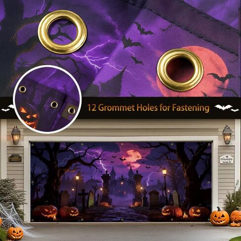 7 x 16 ft Halloween Garage Door Cover, Garage Door Decorations, 2025 Garage Door Halloween Cover, Large Outdoor Decorations for Parties & Photography Background (Rise of The Undead) in Saudi Arabia
