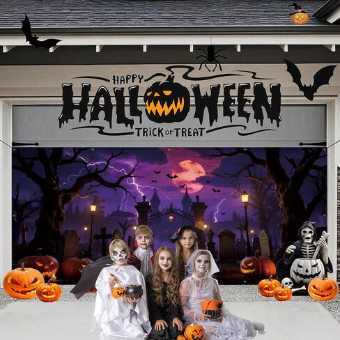7 x 16 ft Halloween Garage Door Cover, Garage Door Decorations, 2025 Garage Door Halloween Cover, Large Outdoor Decorations for Parties & Photography Background (Rise of The Undead) in Saudi Arabia