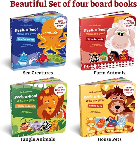 "Peek-a-boo – who are you?" – A Beautiful Set Of 4 Board Books for toddlers in Saudi Arabia