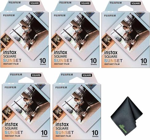 Fujifilm Instax Square Snet Film (50 تعرضًا) حزمة مع قطعة قماش لتنظيف الألياف الدقيقة in Saudi Arabia