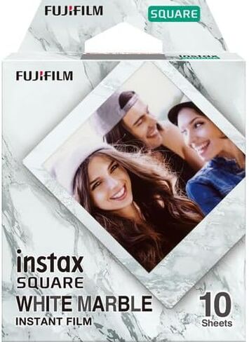 FUJIFILM INSTAX Square White Marble Instant Film (50 Exposures) Bundle with Microfiber Cleaning Cloth in Saudi Arabia