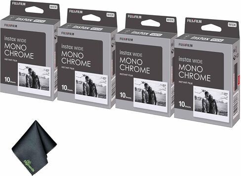 FUJIFILM INSTAX Wide Monochrome Instant Film (40 Exposures) Bundle with Microfiber Cleaning Cloth in Saudi Arabia