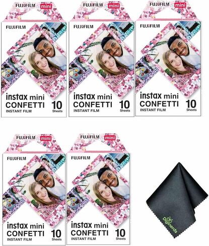 Fujifilm Instax Mini Confetti Finical Film (50 exposures) مع قطعة قماش لتنظيف الألياف الدقيقة in Saudi Arabia