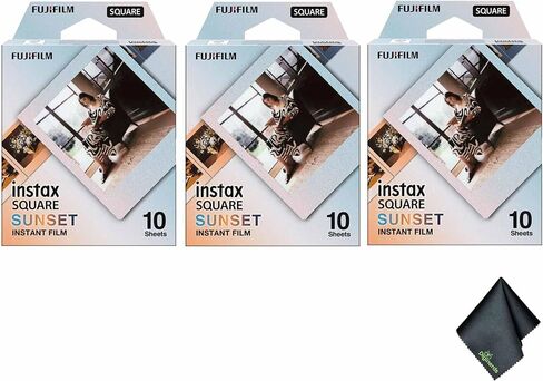 Fujifilm Instax Square Snet Film (30 تعرضًا) حزمة مع قطعة قماش لتنظيف الألياف الدقيقة in Saudi Arabia