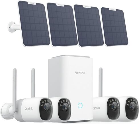 REOLINK Home Hub with 4X Altas + 6W Solar Panel - 2K Solar Camera Outdoor Wireless, Motion-Triggered Pre-Record Cameras for Home Security, 540 Days Battery Life, F1.0 ColorX Night Vision, Wi-Fi 6, AI in Saudi Arabia
