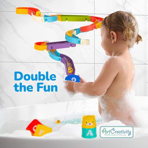 ArtCreativitive 29 PCS Duck Bathbotub Slide Toys ، Toddler Bath Tub Toy Water Toy With Bonus Conging Congs ، Lights & Sourd in Saudi Arabia