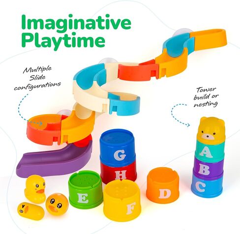 ArtCreativitive 29 PCS Duck Bathbotub Slide Toys ، Toddler Bath Tub Toy Water Toy With Bonus Conging Congs ، Lights & Sourd in Saudi Arabia