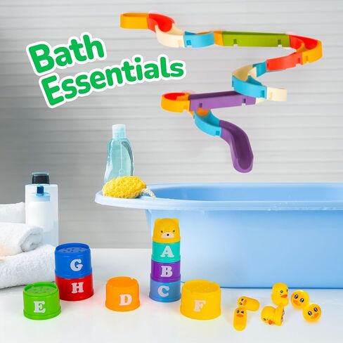 ArtCreativitive 29 PCS Duck Bathbotub Slide Toys ، Toddler Bath Tub Toy Water Toy With Bonus Conging Congs ، Lights & Sourd in Saudi Arabia