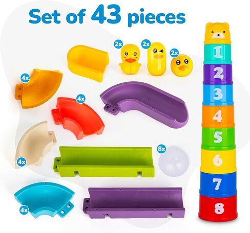 ArtCreativitive 29 PCS Duck Bathbotub Slide Toys ، Toddler Bath Tub Toy Water Toy With Bonus Conging Congs ، Lights & Sourd in Saudi Arabia