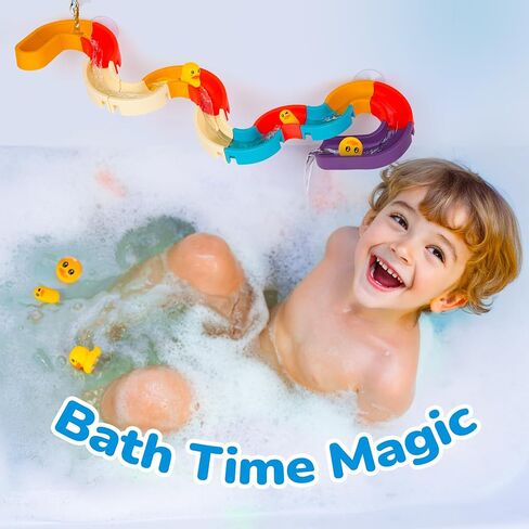 ArtCreativitive 29 PCS Duck Bathbotub Slide Toys ، Toddler Bath Tub Toy Water Toy With Bonus Conging Congs ، Lights & Sourd in Saudi Arabia