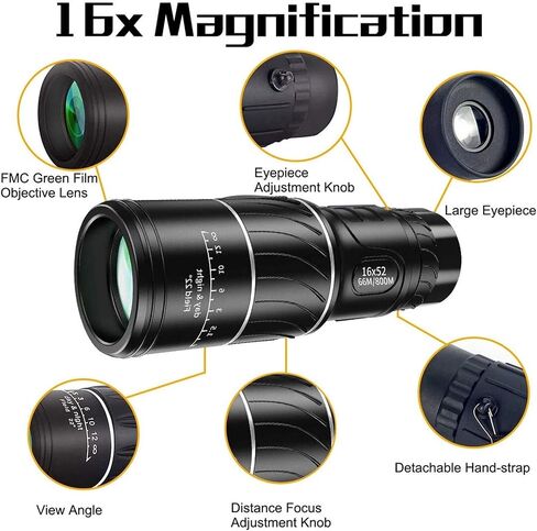 High Power Monocular Telescope with Green Film Optical - 16X52 Scope for Bird Watching and Outdoor Activities in Saudi Arabia