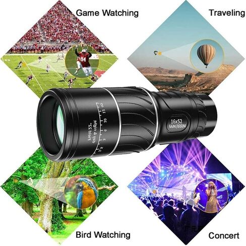 High Power Monocular Telescope with Green Film Optical - 16X52 Scope for Bird Watching and Outdoor Activities in Saudi Arabia