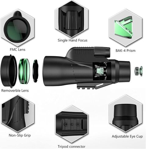 Adult Monocular Telescope with Smartphone Holder & Tripod - 12x50 HD Waterproof, Nitrogen-Filled, Prism, Portable Scope for Bird Watching, Hunting, Hiking, and Travel in Saudi Arabia