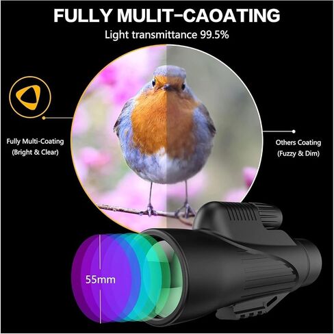 Adult Monocular Telescope with Smartphone Holder & Tripod - 12x50 HD Waterproof, Nitrogen-Filled, Prism, Portable Scope for Bird Watching, Hunting, Hiking, and Travel in Saudi Arabia