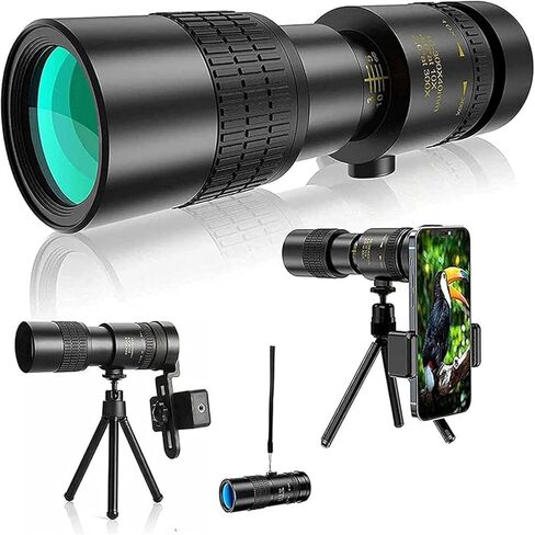 4K 10-300x40mm HD Zoom Monocular Telescope - مقاومة للماء عالية مع حامل الهواتف الذكية وترايبود ، مثالي لمشاهدة الطيور البرية والمشي لمسافات طويلة in Kuwait