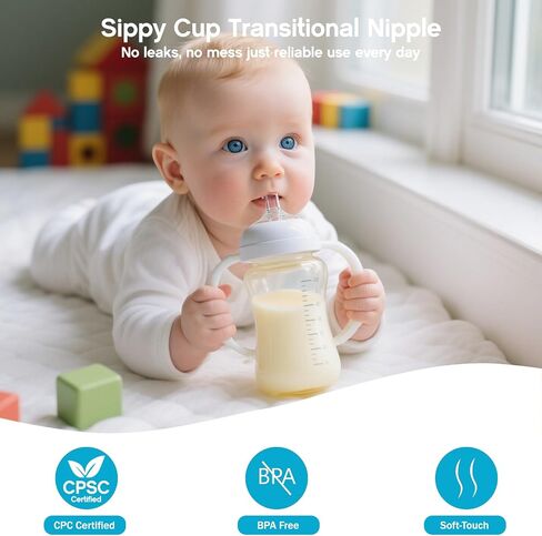 Sippy Straw Nipple for Dr. Brown's Wide-Neck Baby Bottles & Sippy Spout Bottles,Leak-Proof Replacement Silicone Bottle Nipple BPA-Free, 8m+, 4 Count in Saudi Arabia