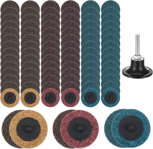 90pcs أقراص رمل 2 بوصة ، أقراص تكييف السطح مع حامل قفل لفة 1/4 بوصة ، قرص كاشط نايلون لطاحونة الموت ، قرص الصنفرة لتلميع المعادن والخشب ، إزالة الصدأ والطلاء in Saudi Arabia