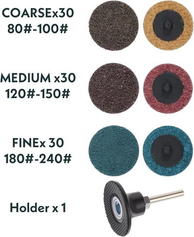 90pcs أقراص رمل 2 بوصة ، أقراص تكييف السطح مع حامل قفل لفة 1/4 بوصة ، قرص كاشط نايلون لطاحونة الموت ، قرص الصنفرة لتلميع المعادن والخشب ، إزالة الصدأ والطلاء in Saudi Arabia