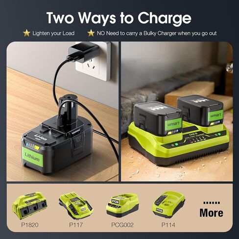UTRBATT【USB-C Charging Replacement for Ryobi 18V Battery with USB-C Input/Output Port 65W, Compatible with 18 Volt ONE+ P103 P104 P105 P107 P109 P190 P191 P122 for Ryobi 18v Lithium Battery 2Pack in Saudi Arabia