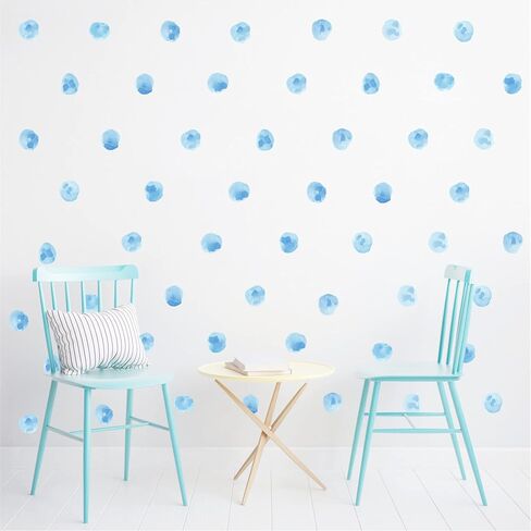 72pcs 2.2 '' Sea Blue Polka Dots Wall Scals Strudery Allovery Wall Stickers for Kids قابل للإزالة قشور وعصا جدار مقاوم للماء ديكور لغرفة المعيشة في الفصل الدراسي in Saudi Arabia