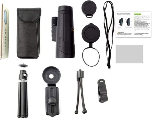 12x50 Monocular Telescope - IPX7 Waterproof, Prism Lens, Smartphone Adapter, Tripod for Bird Watching & Outdoor Activities in Saudi Arabia