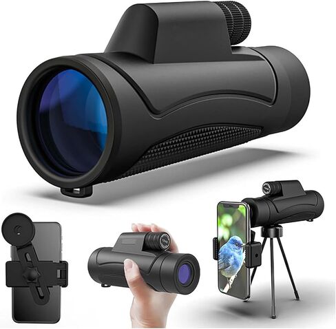 10x42 Monocular Telescope with Smartphone Holder & Tripod - HD Prism Scope for Bird Watching, Hunting, Hiking, Travel, Camping in Saudi Arabia